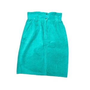 CLUB Prive Vintage Green/Blue Leather Midi Skirt Sz  9/ 10
